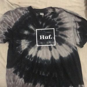 Black, Gray, and White Tie-dye Huf. shirt